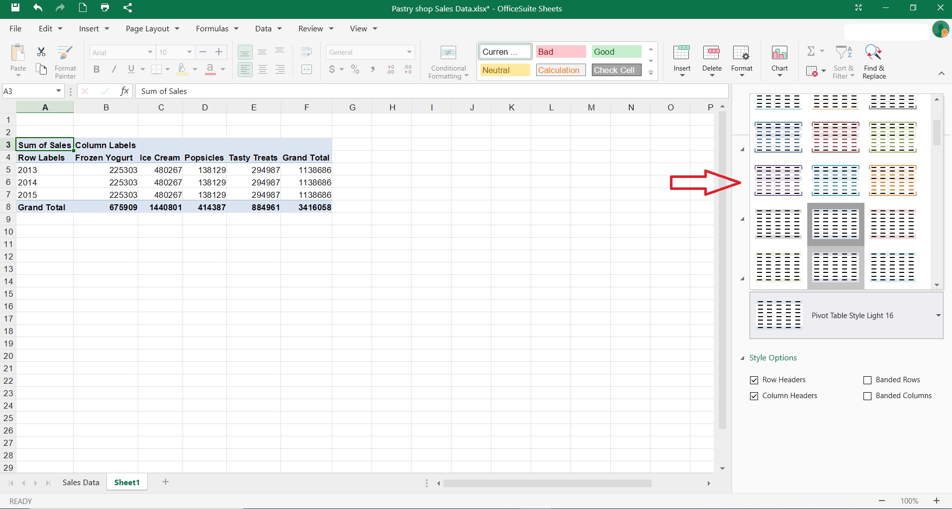 How to format Pivot Tables OfficeSuite